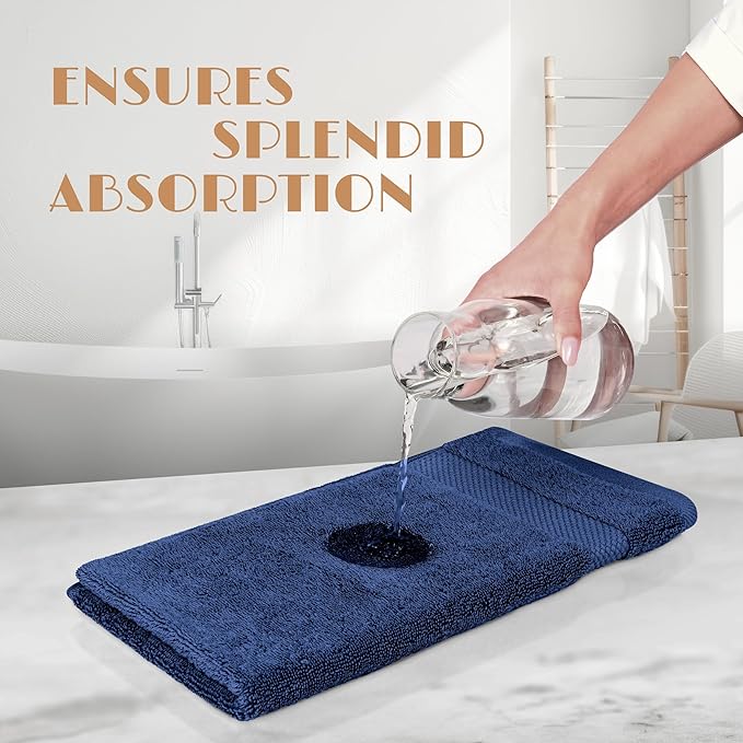 White Classic Navy Hand Towels for Bathroom Cotton Hand Towel Bulk for Gym