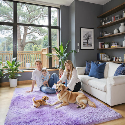 Rugs for Living Room 5x8, Alfombras para Salas Shag Large Plush Soft Area Rug, Shaggy Carpets for Bedroom, Kids Boys Girls Home Decor Aesthetic (Purple Starry, 5x8 Feet)