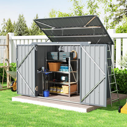SOLIGEL 3'x6' Storage Shed, Outdoor Trash Can Storage Bike Shed, Waterproof Garbage Can Organizer with Chain Lid, Outdoor Storage Clearance for Patio, Garden, Backyard, Dark Grey