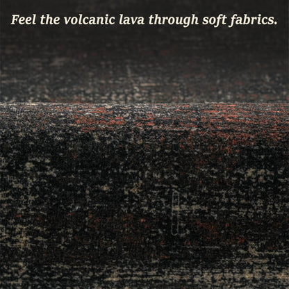 TALANOVA Black Farmhouse Washable 8x10 Area Rugs for Living Room, Dark Charcoal Volcanic Textured Large Rug for Bedroom, Non-Slip Stain Resistant for Dining Room Office Décor