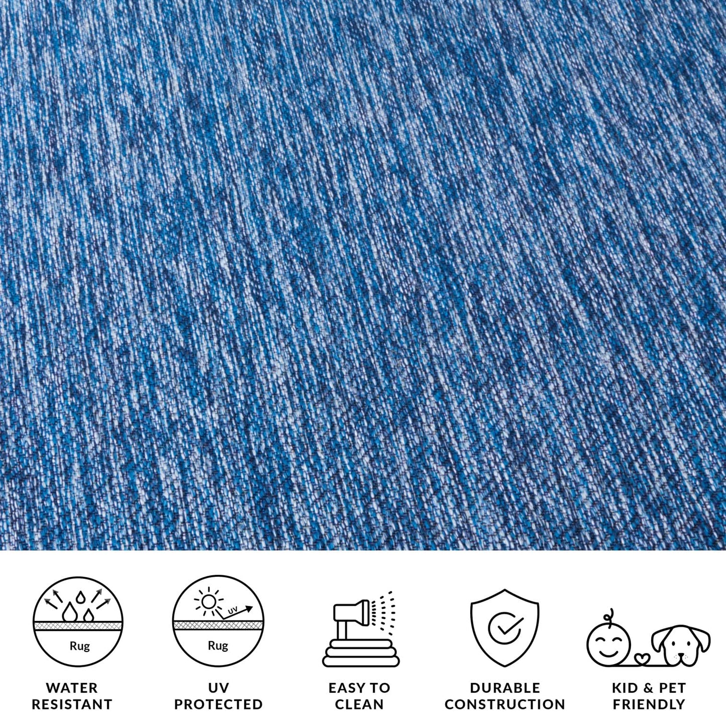 SAFAVIEH Washable Rug Outdoor Courtyard Collection - 7'10" Square, Navy, Non-Shedding & Easy Cleaning, Ideal for Patio, Backyard, Mudroom (CY8520-36822)