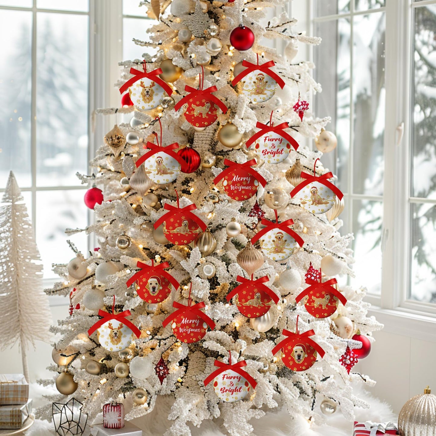 Golden Retriever Christmas Decor - Dog Christmas Tree Decorations Golden Retriever Ornament Hanging Balls, Cute Decorations Ball 2.36 Inch for Xmas Tree Party Home Holiday，Xmas Gifts Set of 16Pcs