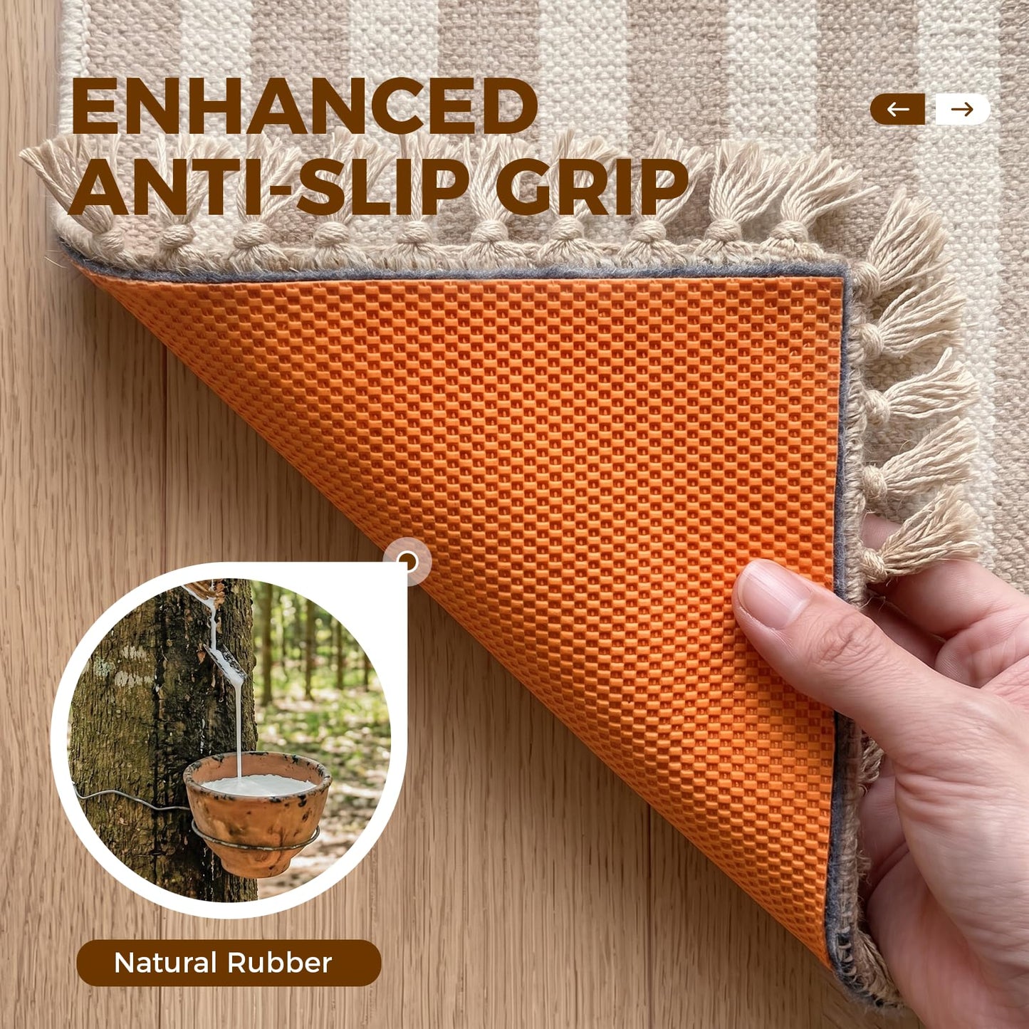 Rug Pad 4 x 6 Ft Non-Slip, Felt and Natural Rubber Backing, 1/4" Thick, Cushioned Gripper Pads, Keep Rugs in Place, Carpet Runners, Protective Padding Under Area Rugs, Hardwood Floors Protection