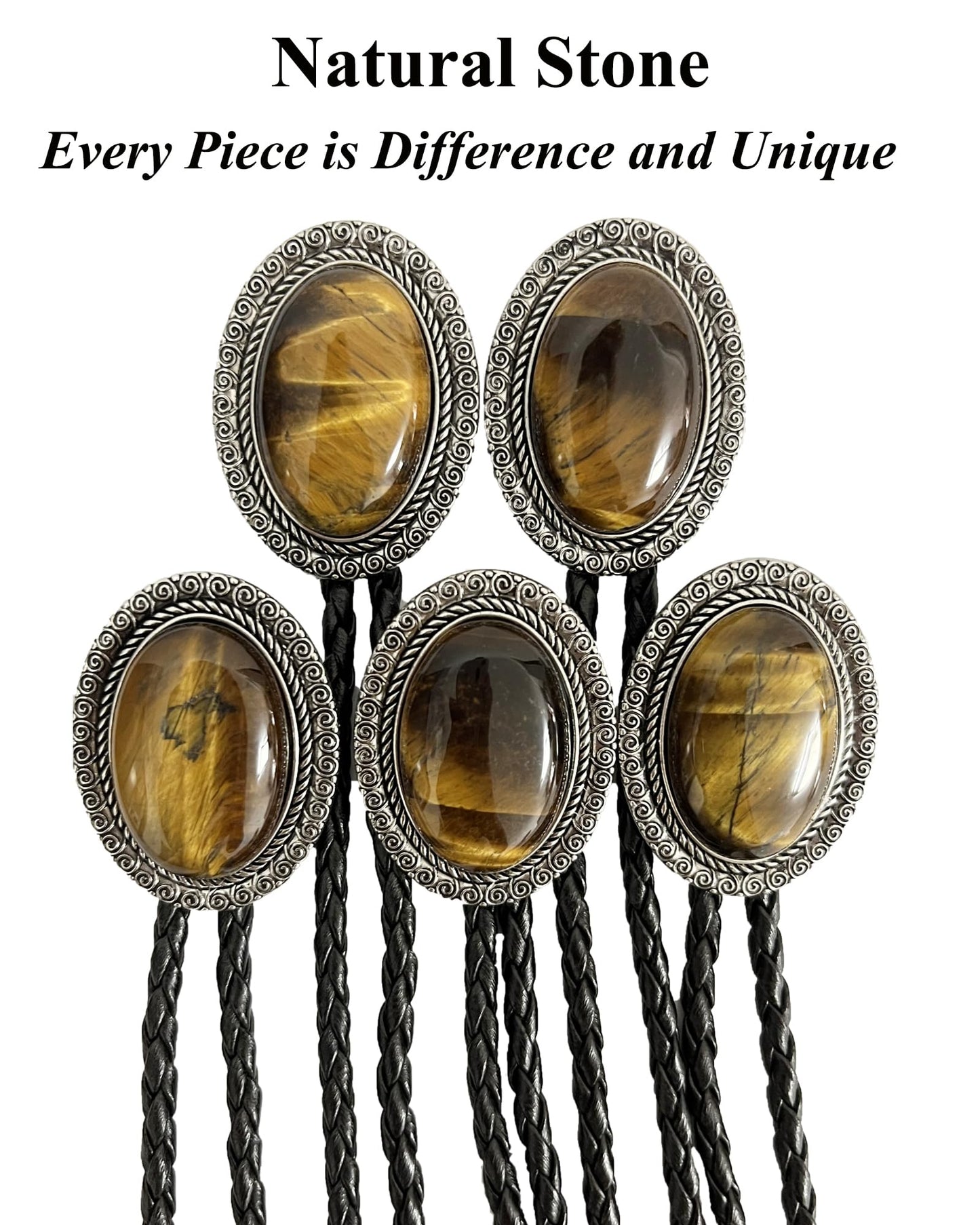 Jeilwiy Bolo Tie Real Stone Tigers Eye Bolo Tie Bolero Ties Men Cowboy Neck Tie Bolo Necklace Cowboy Necktie Mens Bolo Ties Western