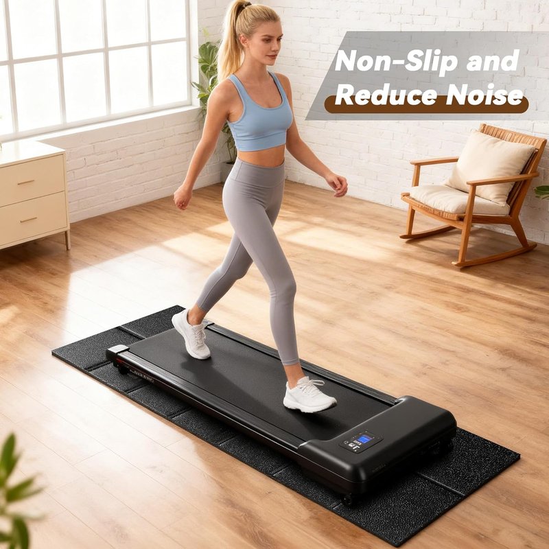 Walking Pad Mat - 1/4" Thick Non-Slip Treadmill Mat for Carpet & Hardwood Floors | Foldable Gym Floor Protector