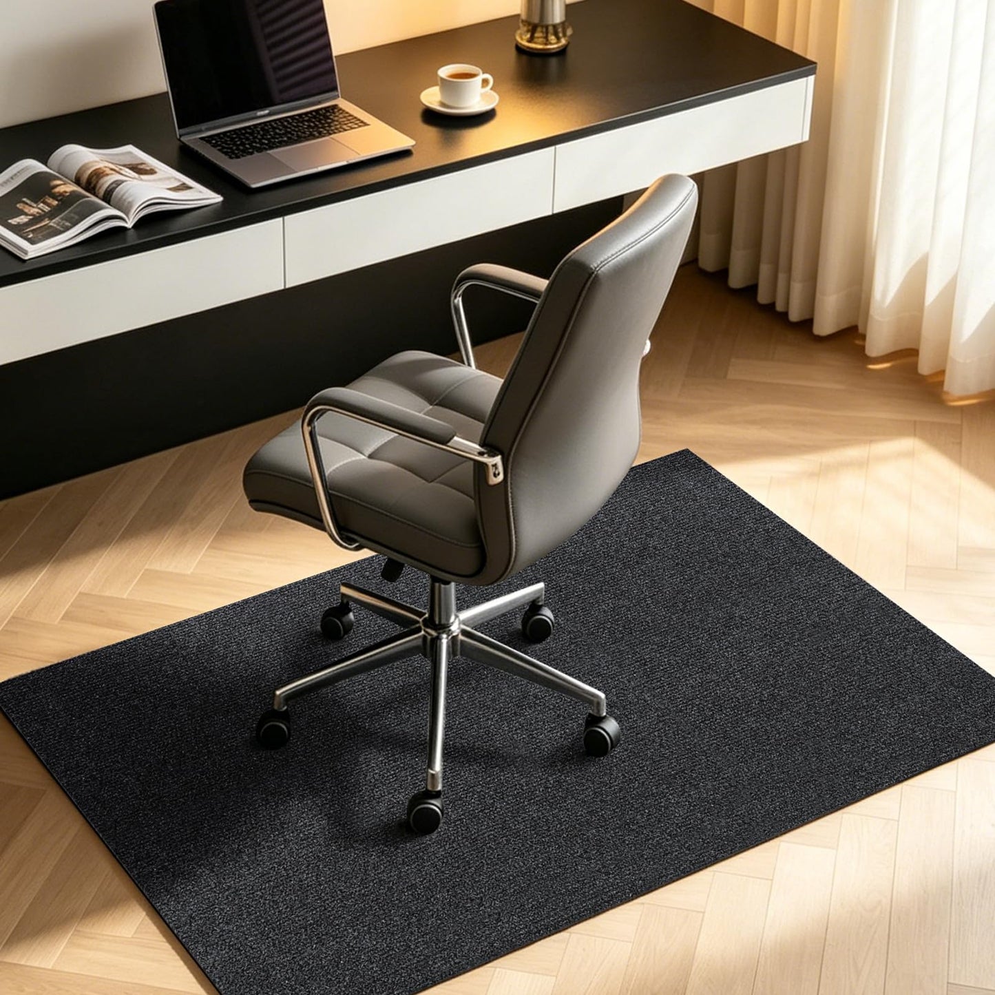 Jtshy Office Chair Mat for Hardwood & Tile Floor, 47 x 35 Inches Chair mat for Carpet Computer Gaming Chair Mat for Anti-Slip,Floor Protector,Noise Cancellation for Home Office,Gray