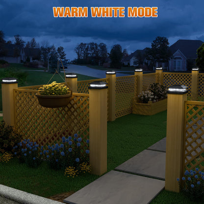 APONUO Solar Post Cap Lights for 4x4 Posts - IP64 Waterproof, 6500K LED, No-Wire Fence Lights & Deck Lights for Patio Garden Yard Patio, Black-Cool White, 16 Pack