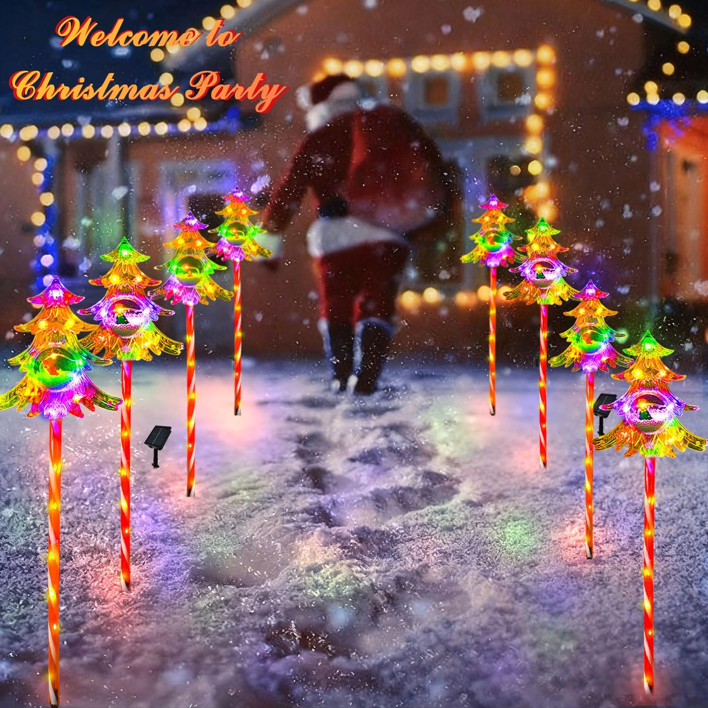 Trunfiste 30.7'' Larger Christmas Decorations Outdoor Solar Pathway Lights, 3Packs Solar Christmas Trees with Colour 51LEDS, Xmas Tree Candy Cane Stake Lights Outside for Garden Porch Path Yard Decor