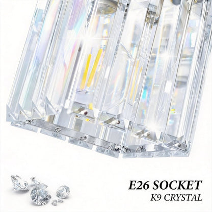 LKHF Brushed Chrome Crystal Bathroom Vanity Light, 4-Light Modern Bathroom Lighting Fixtures Over Mirror,Chrome Wall Sconce Light Fixtures with Square Shade