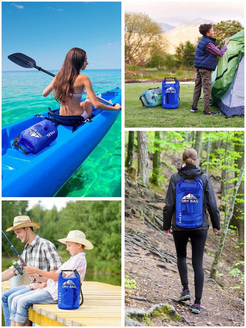 HEETA Dry Bag Waterproof for Women Men, Roll Top Lightweight Dry Storage Bag Backpack with Phone Case for Travel Swimming Boating Kayaking Paddle Board Camping Beach Accessories (Navy Blue, 5L)