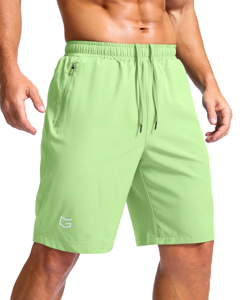 G Gradual Men's Athletic Running Shorts with Zipper Pockets Quick Dry 7"/ 5"/ 9" Workout Gym Shorts for Basketball Hiking(Mint Moment,9S)