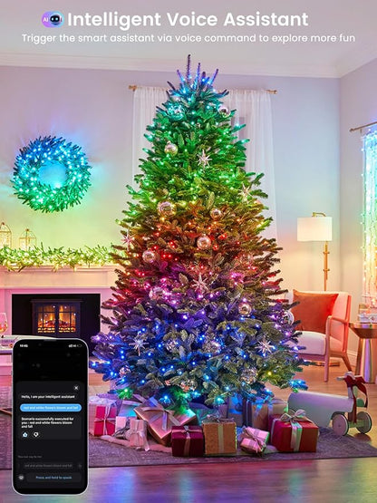 Smart Color Changing Christmas Lights with Remote & APP, 142FT 400 LED RGB Dimmable Christmas String Lights, Waterproof Fairy Twinkle Light for Indoor Outdoor Xmas Tree Wedding Holiday Decorations