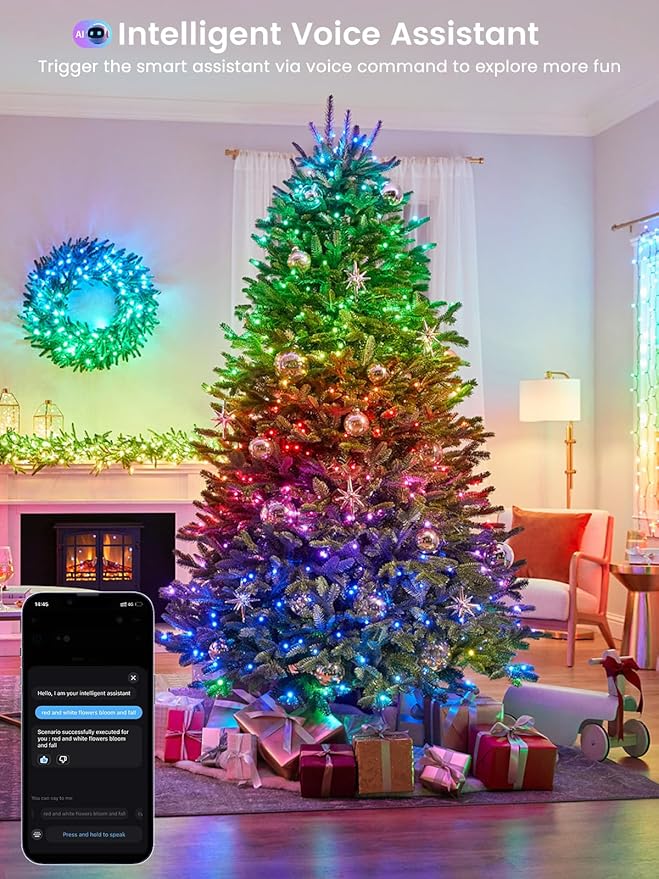 Smart Color Changing Christmas Lights with Remote & APP Control, 76FT 200LED Waterproof RGB Music Sync Holiday Twinkle Lights with Timer & Dimmable for Indoor Outdoor Wedding Party Christmas Decor
