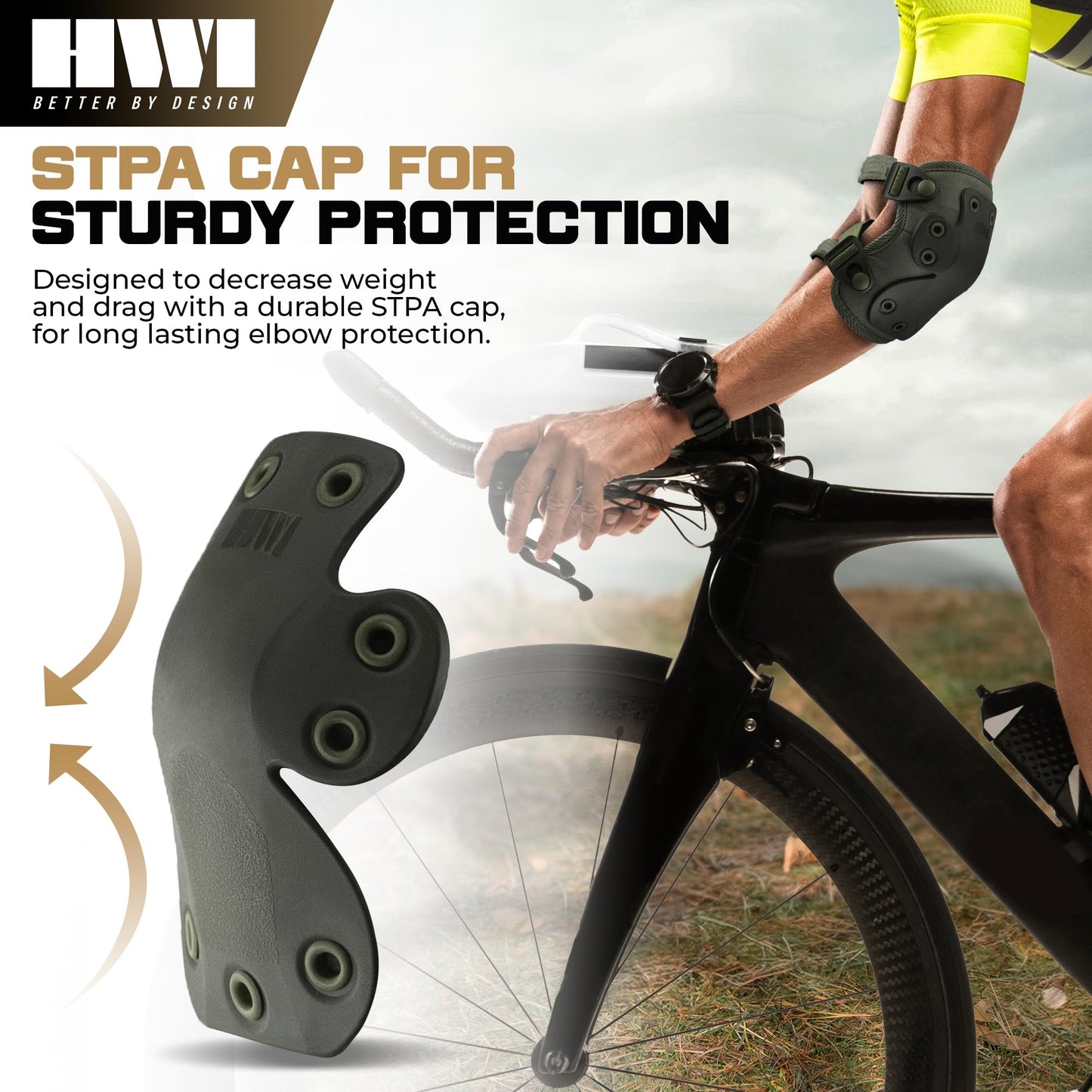 HWI Gear Next Generation Elbow Pad for Protection: Combat, Mechanics, Construction, Hunting, Landscaping, Outdoor Survival, Heavy Duty Industrial Grade, Adjustable