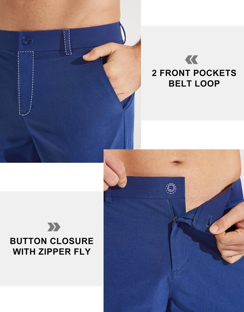 Libin Men's Dress Pants 32" Comfy Business Casual Golf Pants Quick Dry Lightweight Clothing for Men Travel Vocation Work Trousers Water Resistant, Royal Blue, 30W x 32L