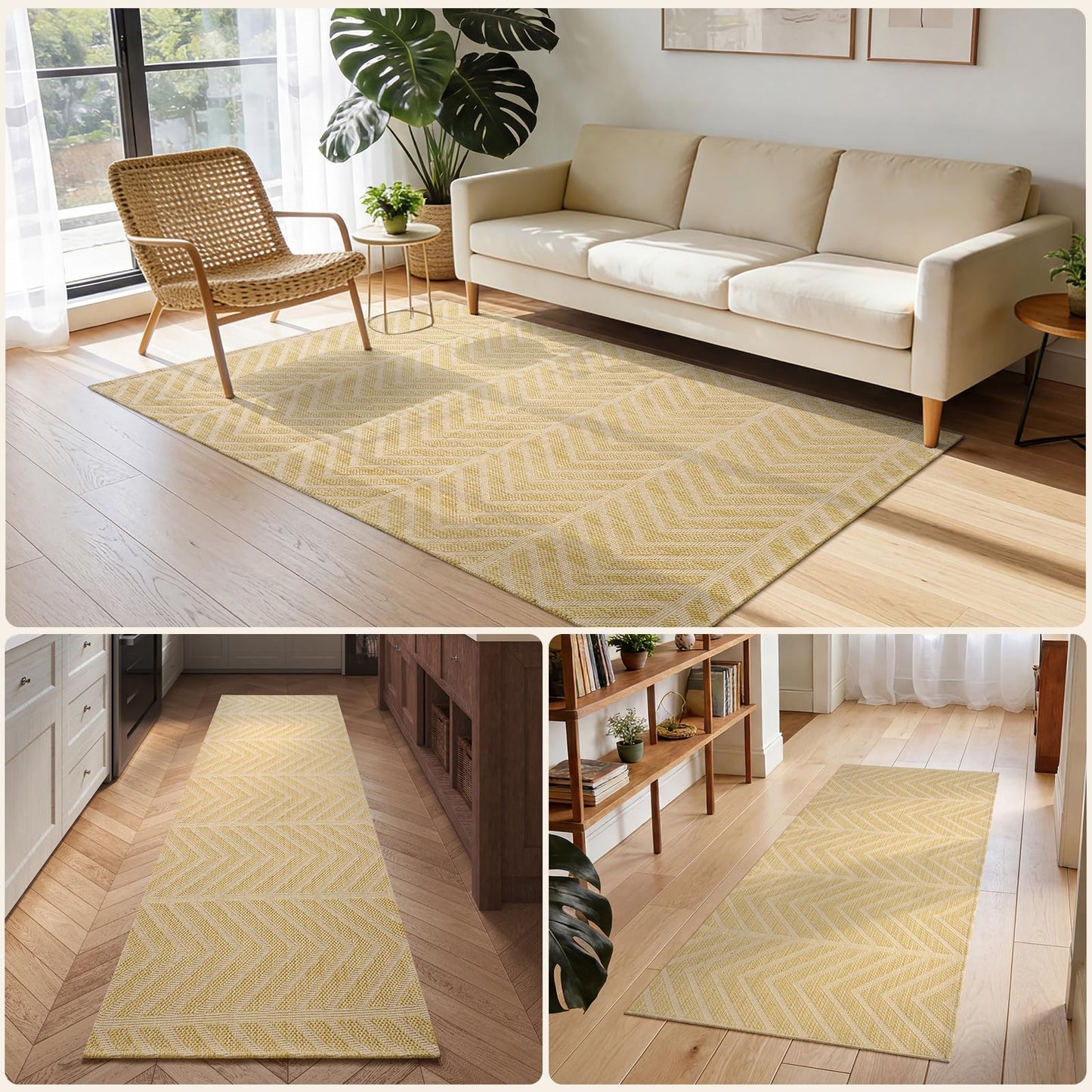 QiCaiJia Washable Entryway Rug 2x3 - Non Slip Small Door Mat Indoor Entrance - Low Profile Front Door Mats for Inside House - Boho Woven Foyer Rug - Absorbent Mud Mat for Entryway,Mudroom(2'x3',Brown)