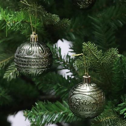 Christmas Ornaments Set with 36pcs Shatterproof Christmas Tree Decorations Multi-Size Christmas Ball Ornaments with 7 Styles Dark Green