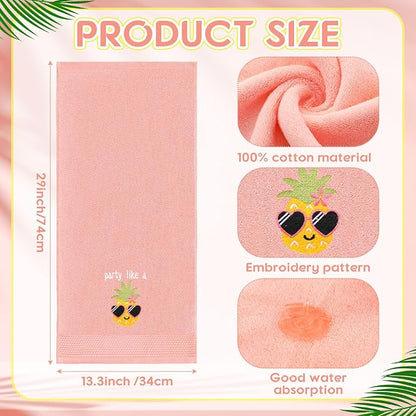 2 Pcs Party Like a Pineapple Hand Towels Coral Bathroom Decor 14x29 Inch