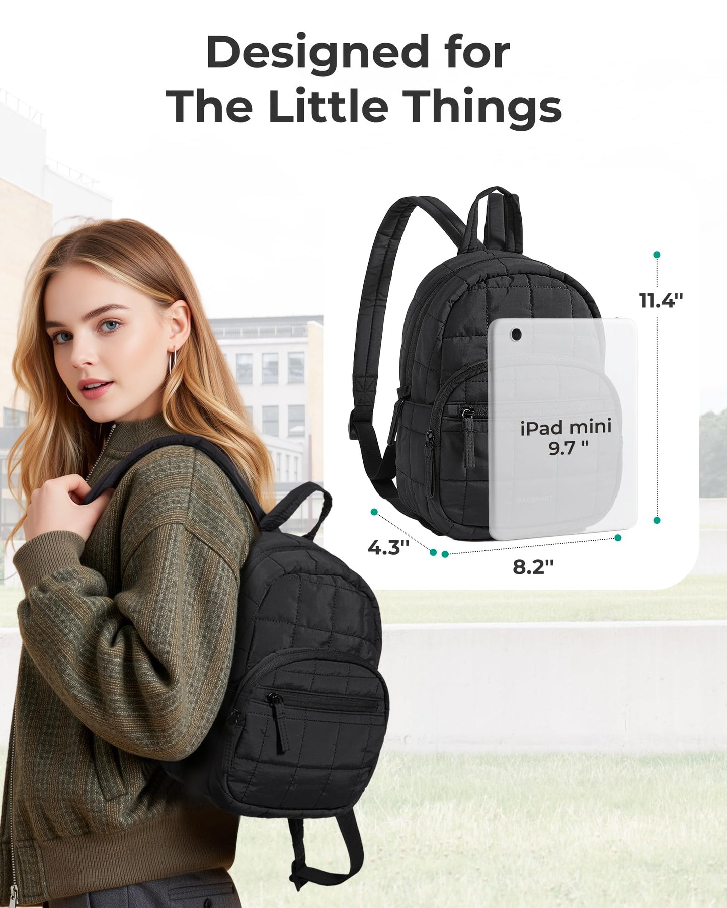 BAGSMART College Laptop Backpack, Mini Backpack for Women, Lightweight Small Backpack Purse, Bookbag for Work College, Water Resistant, Camel