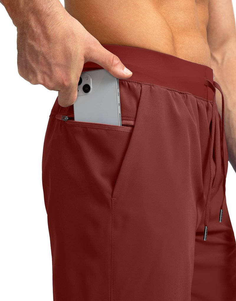 Soothfeel Men's Running Shorts with Zipper Pockets 7 Inch Lightweight Quick Dry Gym Athletic Workout Shorts for Men (Savannah, S)