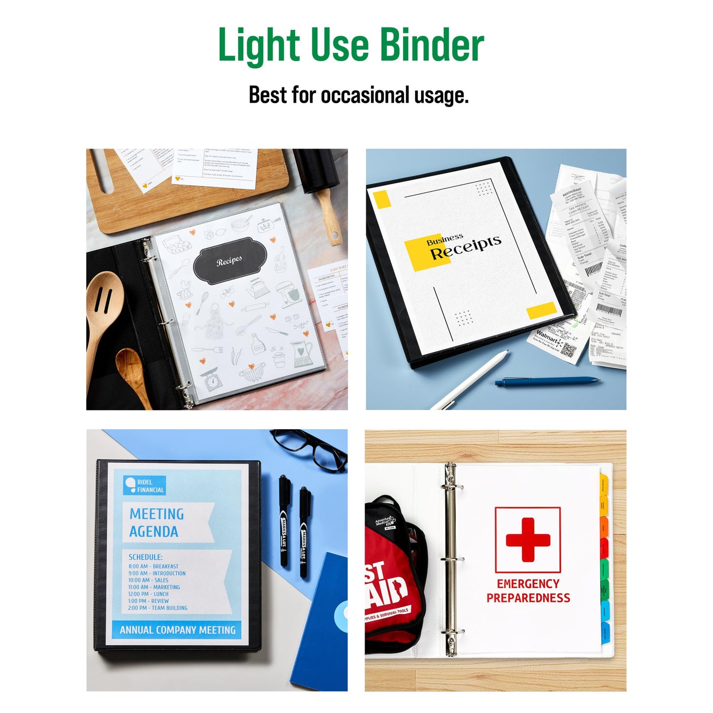 Office Essentials Economy View 3 Ring Binders, 1.5" Round Rings, 2.1" Spine, 275-Sheet Capacity, Black Binders (4-Pack of 03129)