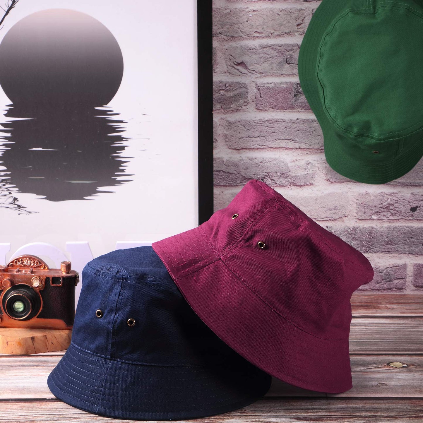 SATINIOR 4 Pieces Bucket Hat Sun Hat Packable Travel Hat Beach Fishing Hat for Men Women(Large)