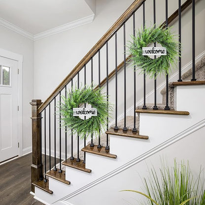 Boxwood Wreaths for Front Door, Green Artificial entryway Large Wreath, Sping Summer All Years Wall Door Home Farmhouse Decoration