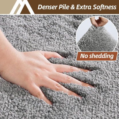 COSY HOMEER Bath Rugs for Bathroom Extra Thick - Anti-Slip Bath Mats Soft Plush Yarn Shaggy 100% Strong Mirco Polyeste Mat Living Room Bedroom Mat Floor Water Absorbent(Grey,20x32 - Inches)