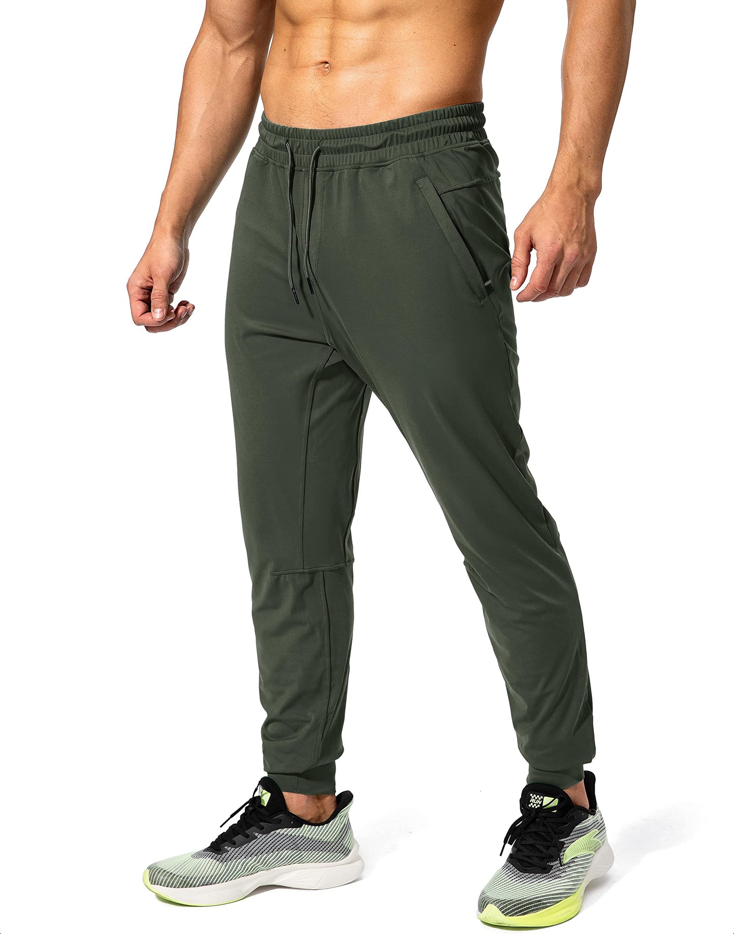 G Gradual Men's Sweatpants with Zipper Pockets Athletic Pants Traning Track Pants Joggers for Men Soccer, Running, Workout(Olive Green,L)