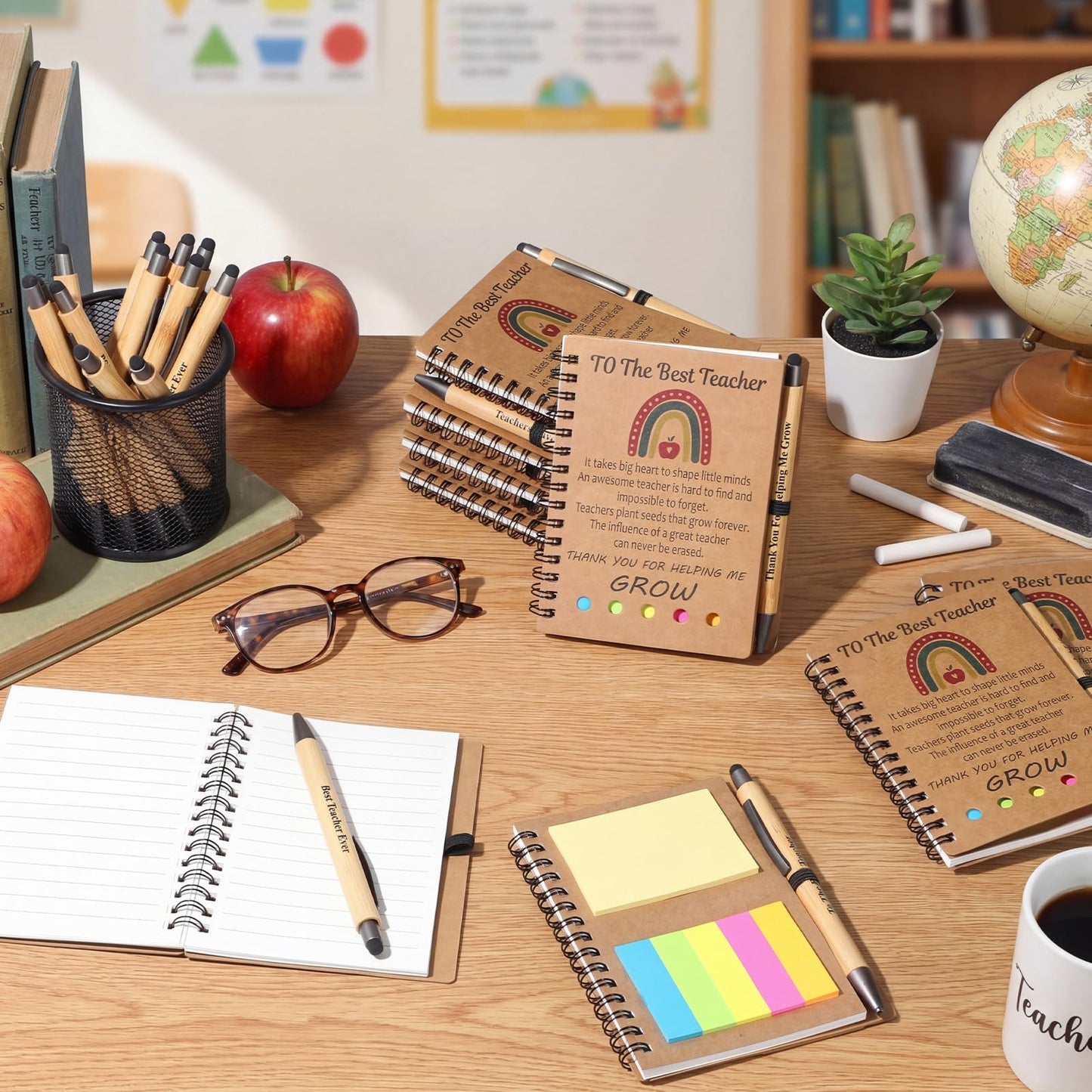 Resurhang 72 Pcs/36 Sets Teacher Appreciation Gifts Teacher Week Thank You Appreciation Gifts Notebook with Bamboo Ballpoint Pens, Thank You Notebook Bulk from Students Inspirational Journal