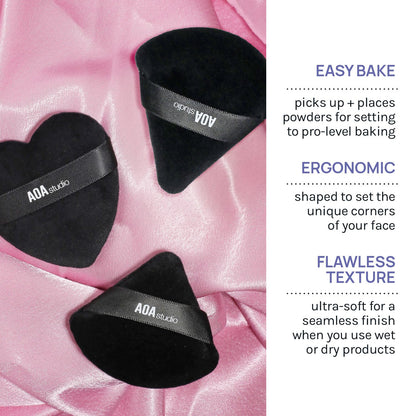 AOA Studio Velvet Puffs Makeup Puff Set of 6 Loose Powder Body Powder, Velour Makeup Blender Sponge Foundation Blending Sponges Set Beauty Makeup Tools(Black/Peach)