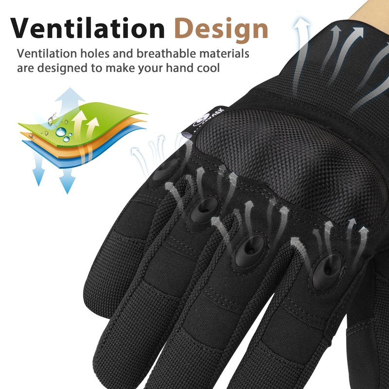 Mossy Oak Motorcycle Gloves for Men, Touchscreen Riding Gloves with Palm Padding for Cycling, Hiking, Camping and Climbing