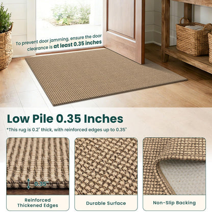 KOZYFLY Washable Area Rug 4x6 ft Non Slip Rubber Backed Living Room Rugs Braided Woven Cotton Kitchen Rugs Indoor Entryway Rug Floor Carpet for Dining Living Room Bedroom, Orange Beige/Tan/Brown