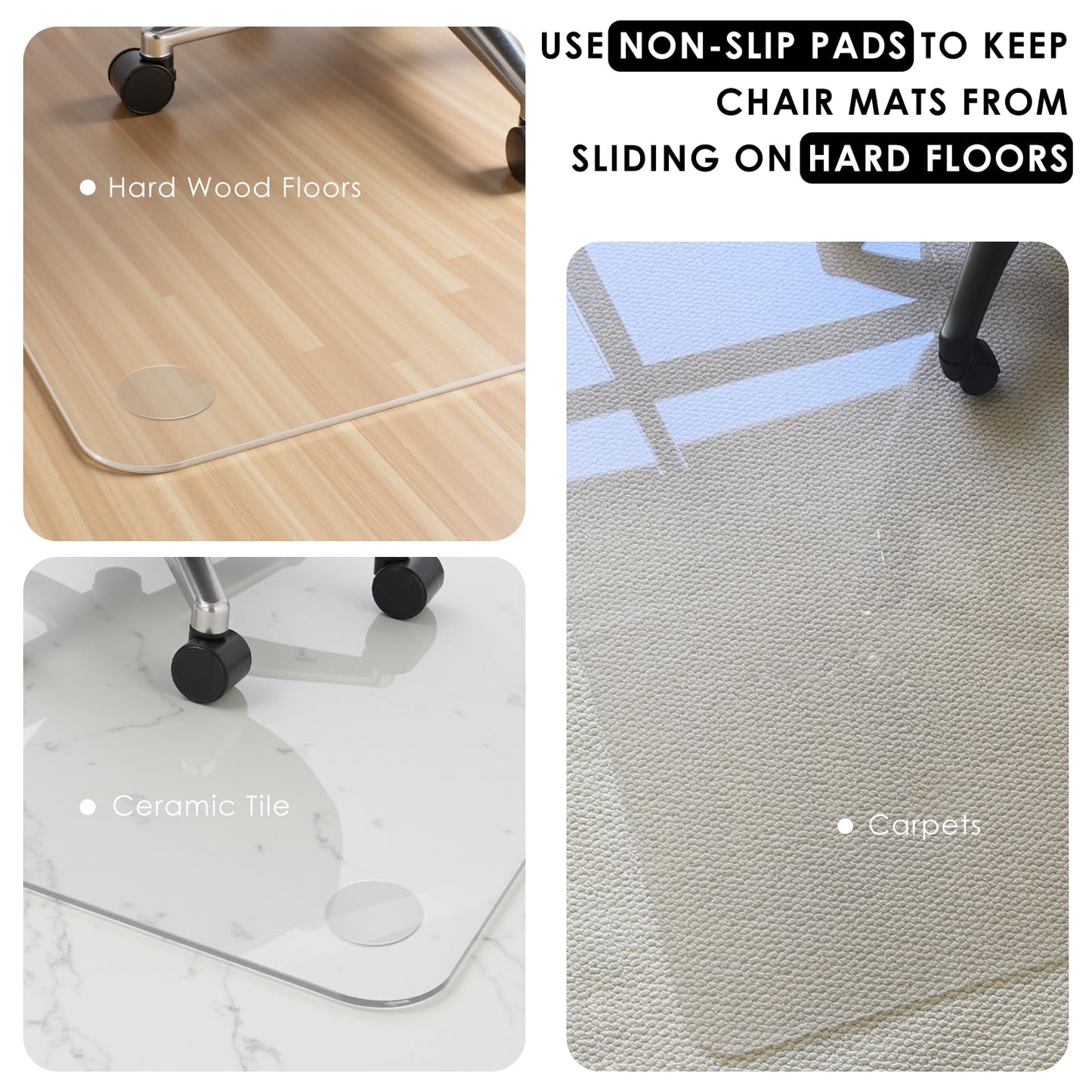 Kuyal 1/5" Thick Office Chair Mat, 32" x48" Heavy Duty Hard Computer Chair Mat, Under Desk Protector Carpeted Floors Mats, Easy Chair Movement, Can be Used on Carpet or Hard Floor, Ship Flat