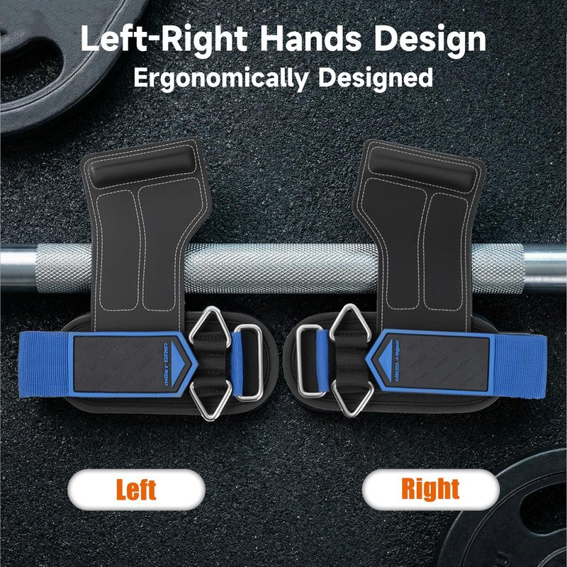 MOST GRIP Non-Slip Gym Wrist Sraps for Weightlifting, Double Rubber Weight Lifting Straps with D Rings for Cable Machine Workout, Wrist Wraps with Cushion Wrist Loop for Men Women Deadlift