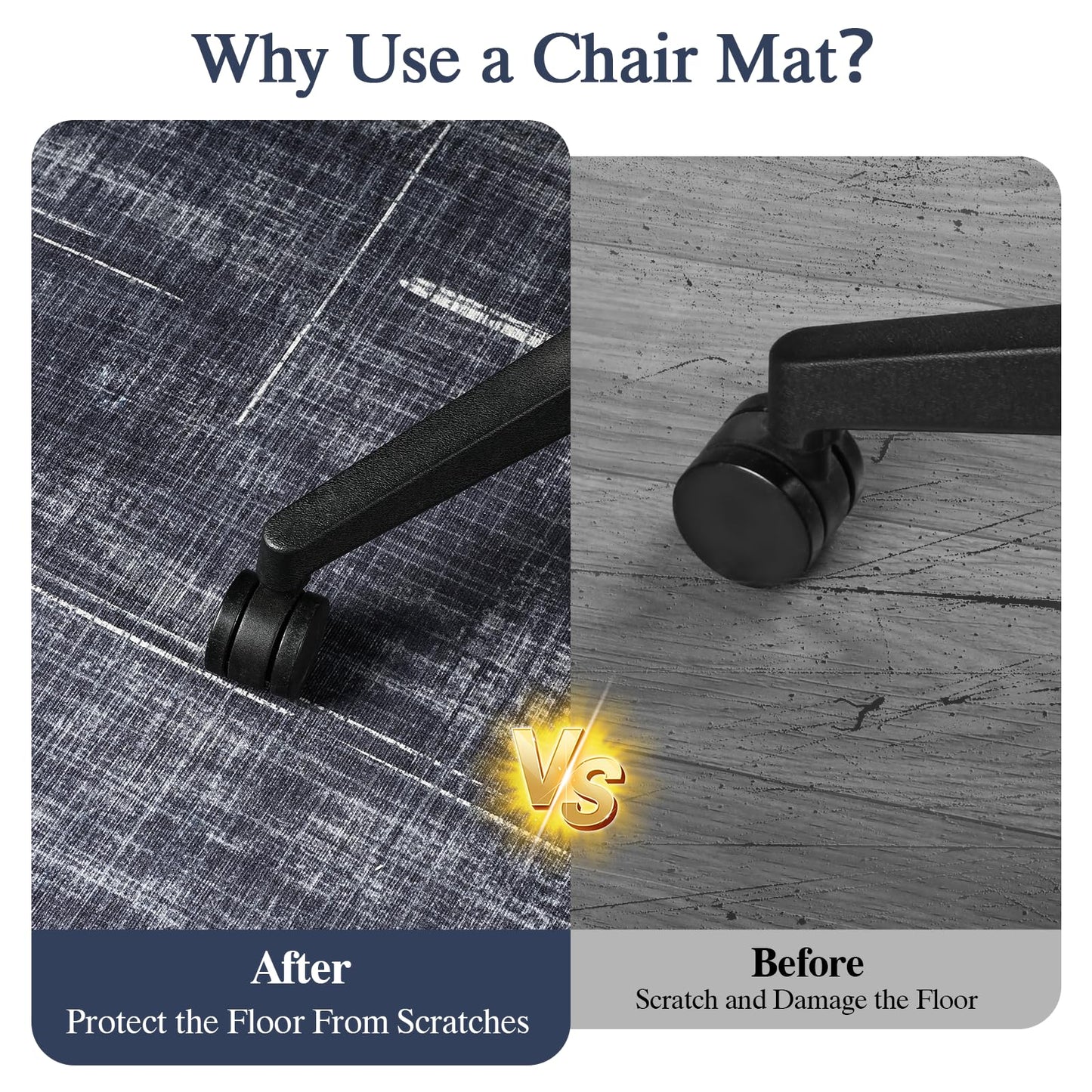 Office Chair Mat for Hardwood Floor & Tile Floor,36"X 48" Heavy Duty Desk Chair Mat for Hard Floors, Under Desk Rug for Rolling Computer Chair,Anti Slip,Low Pile Carpet Protector-Convex