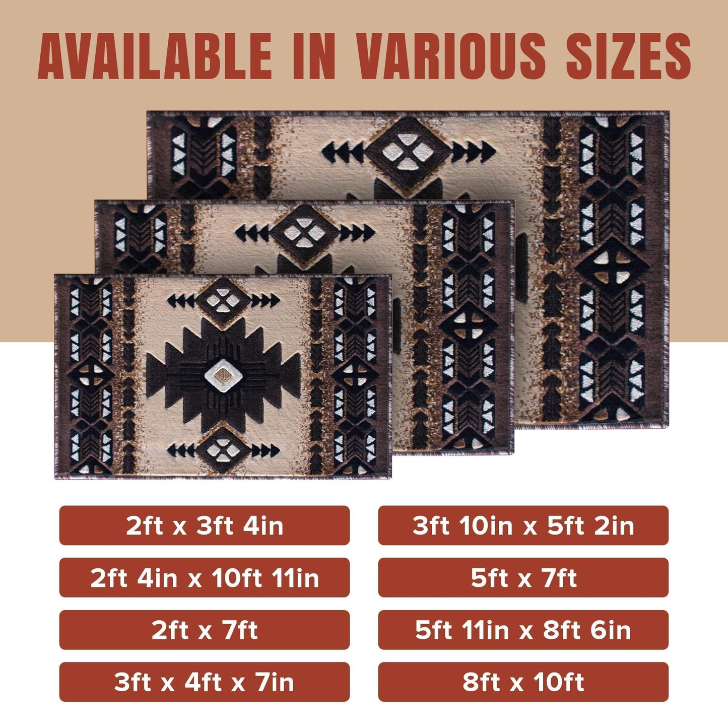 YHSF Southwest Native American Area Rug – Thick, Soft, Durable & Easy to Maintenance Tribal Design Boho Rug– Ideal for Bedroom, Living Room & Hallway - Berber, 2 Feet x 7 Feet