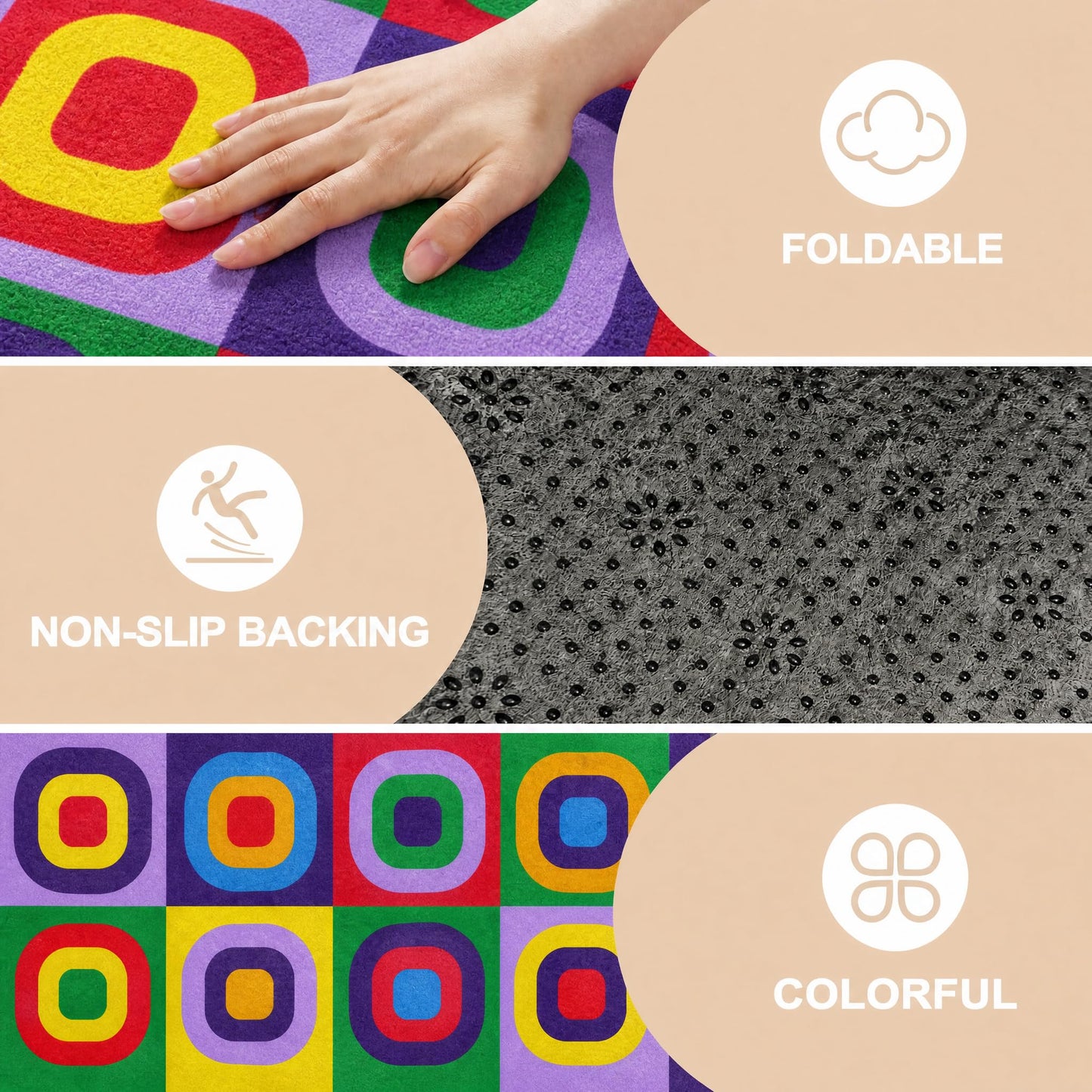 Kids Rug, Classroom Carpets Playmat Rugs - 5x7 Ft Kids Carpet with Rubber Backing, Colorful Children's Classroom Seating Rug Play Mat Nursery Rugs for Children Bedroom Playroom Elementary