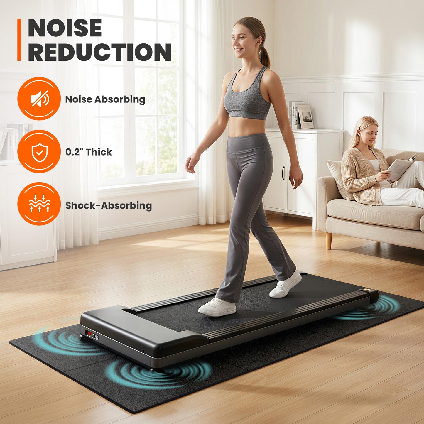 Stepwaver Walking Pad Mat for Carpet, Treamill Mat for Hardwood Floors, High Density, 1/4 Thickness, Folable, Floor Protection for Bike, Elliptical, Treadmill