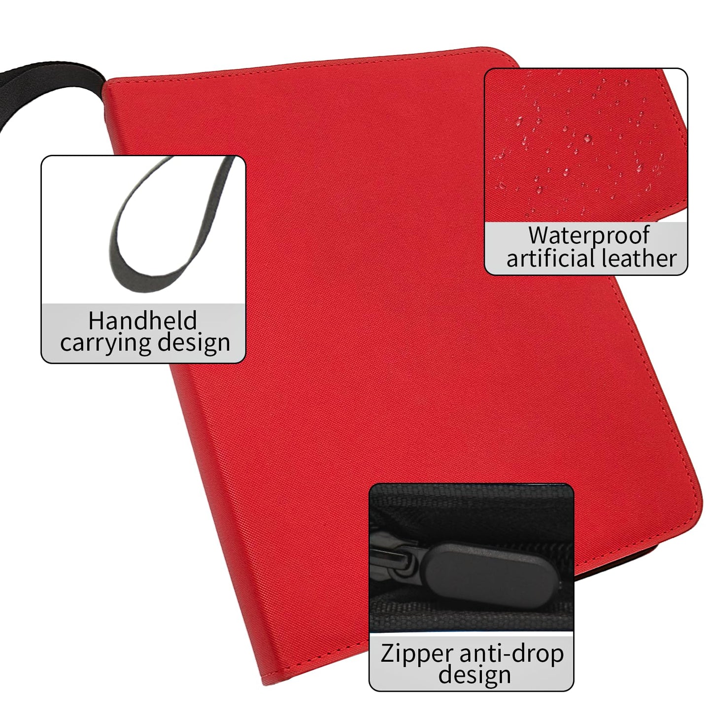 Card Binder – 720 Capacity, Zippered Trading Card Holder for MTG, Sports & Collectible Cards – Acid-Free, Durable & Travel-Friendly Storage (Red dots, 9 Pocket)