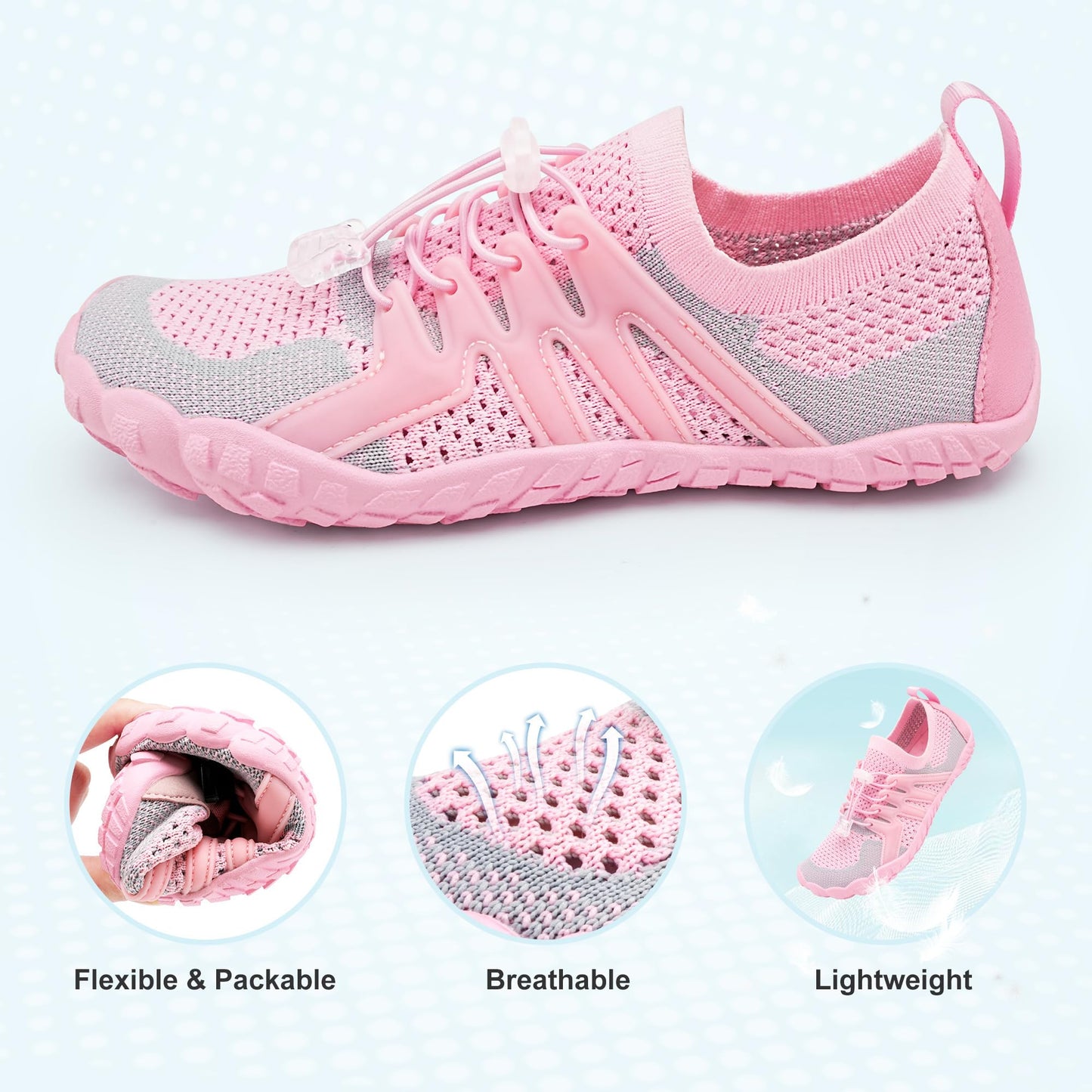 Stelle Water Shoes for Women Men, Quick-Dry Barefoot Aqua Shoes for Beach, Swim, Pool, Boating & Yoga, Lightweight Water Shoes for Adult (Pink,11)