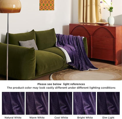 Bedsure GentleSoft Sherpa Fleece Throw Blanket Twin Size for Couch - Thick and Warm Throw for Women, Soft Fuzzy Plush Twin Blanket for Winter, Purple, 60x80 Inches