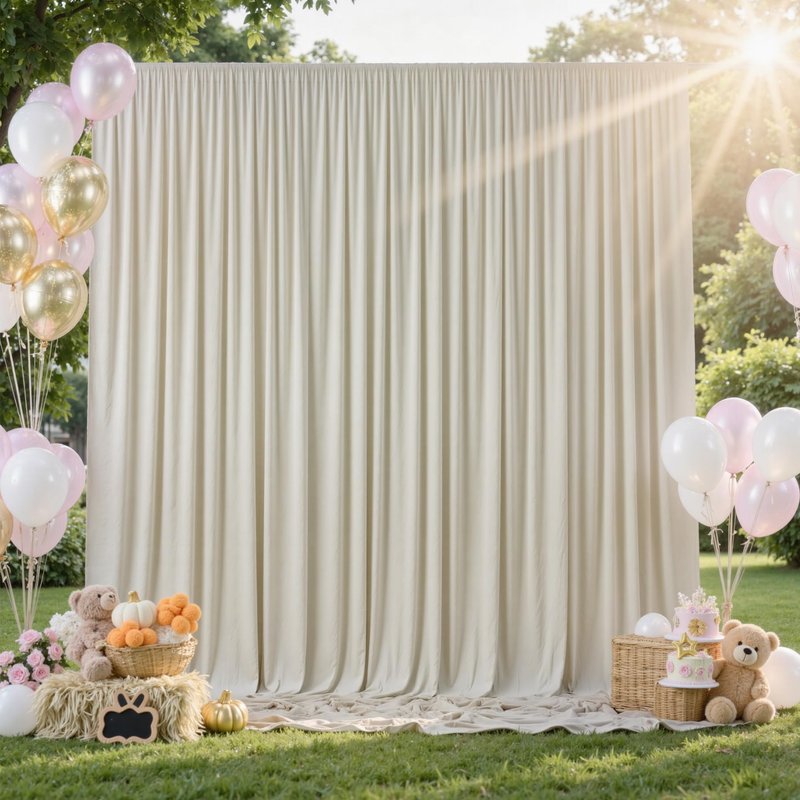 50 ft x 10 ft Wrinkle Free Champagne Backdrop Curtain for Parties, 10 Panels 5x10ft Silky Polyester Wedding Backdrop Drapes Photo Back Drop Cloth for Birthday Baby Shower Photography Background