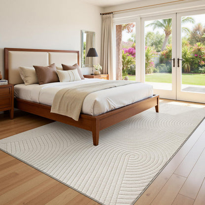 U'Artlines 5x7ft Washable Area Rug for Living Room, Minimalist Modern High-Low Pile Rug for Bedroom, Non Slip Soft Cozy Fluffy Large Carpet for Dining Area, Kids Nursery Room