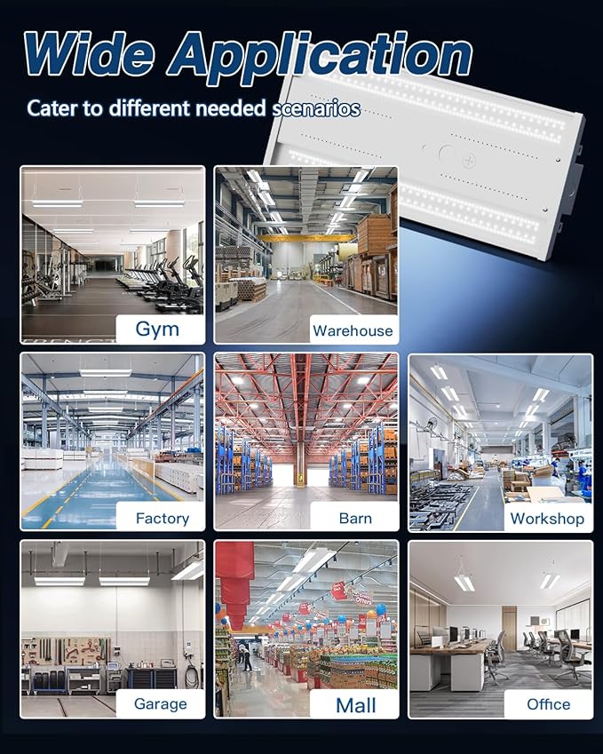 LED Linear High Bay Light 1-Pack, 300W 45000LM 0-10V Dimmable 5000K Daylight, Adjustable High Bay LED Shop Lights Lighting Fixtures for Garage Warehouse Workshop, UL