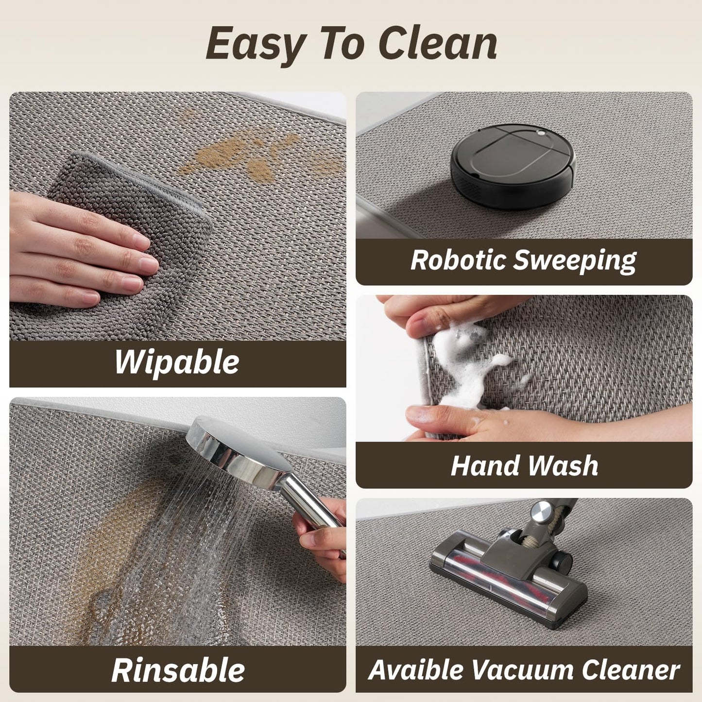 RESARE Kitchen Rugs, Non Slip Kitchen Mats for Floor, Absorbent Quick Dry Washable Kitchen Mats in Front of Sink, Hallway, Laundry, Kitchen Runner Rug(Grey, 17"x 59")