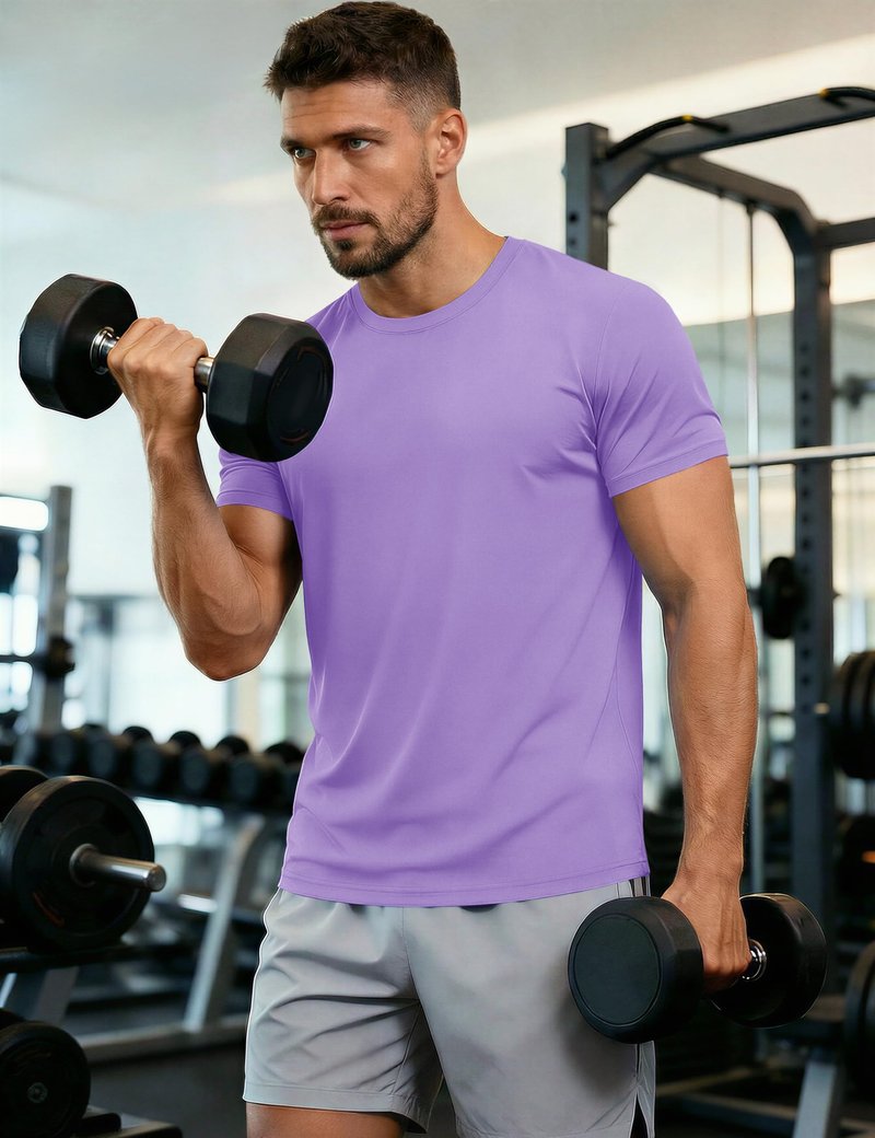 MAGCOMSEN Mens Short Sleeve Shirts SPF 50+ Lightweight T-Shirt Sun Protection Rash Guards Shirts Gym Base Layer Shirts Running Shirts Active Shirts, Light Purple, XX-Large
