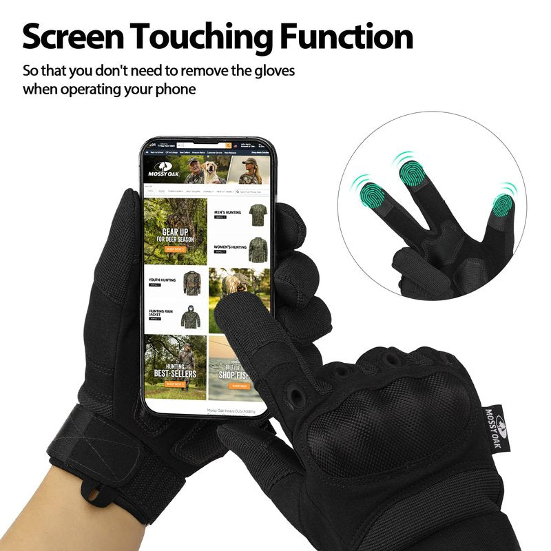 Mossy Oak Motorcycle Gloves for Men, Touchscreen Riding Gloves with Palm Padding for Cycling, Hiking, Camping and Climbing