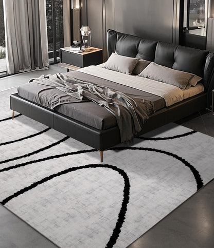 YIHOUSE Black Modern Area Rug 6x9,Abstract Rugs for Bedroom,Black and White Geometric Rug,Minimalist Striped Rug,Dark Washable Area Rugs 5x7 Non Slip Rugs for Living Room，Office