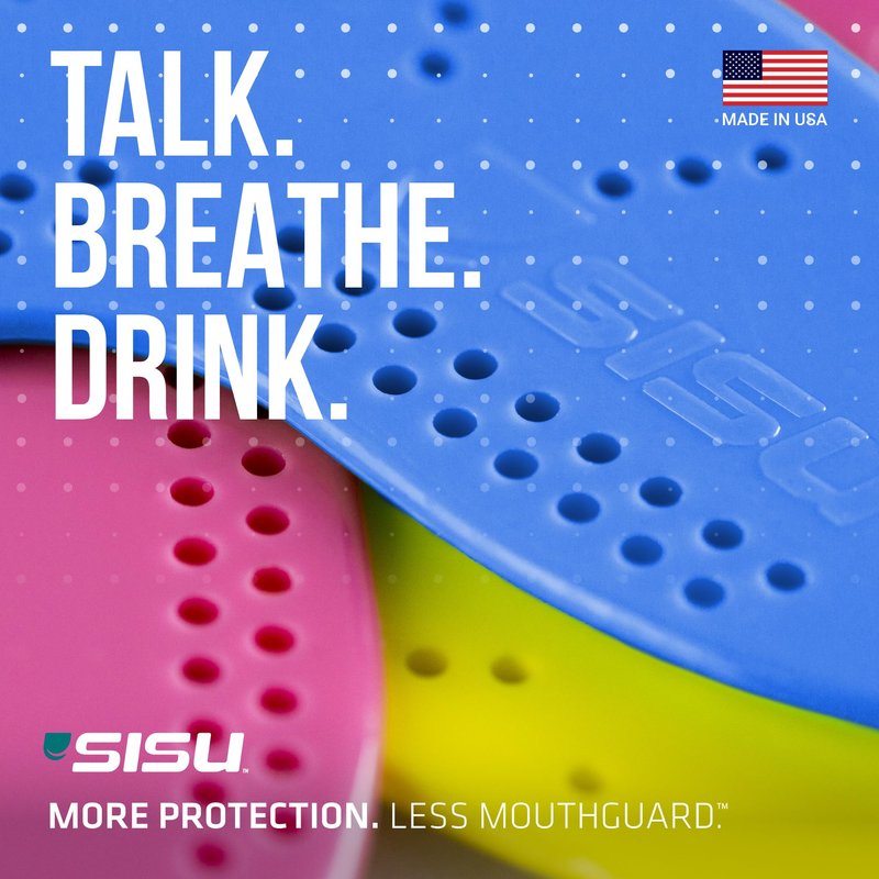 SISU Aero Medium Mouthguard, Awesome Aqua - 30% Stronger Protection for Lacrosse, Football, Hockey, Roller Derby, Team Sports - Remoldable Up to 20 Times - Ultra Slim - Works for Braces - Non Toxic
